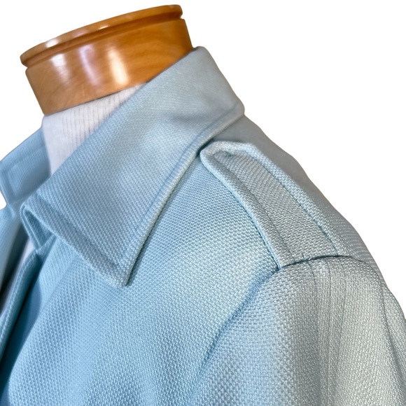 Tahari Trench Style Belted Textured Mint Blue Coat Size Medium EUC - Picture 8 of 13